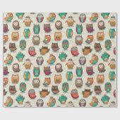 Cute Owl Pattern Cadeaupapier (Vlak)
