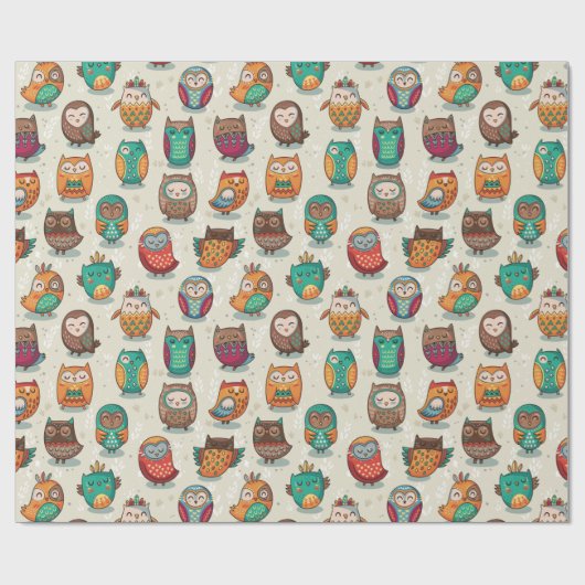 Cute Owl Pattern Cadeaupapier (Vlak)