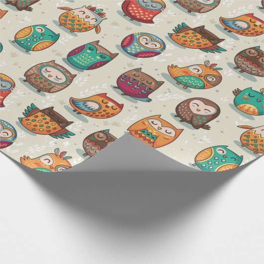 Cute Owl Pattern Cadeaupapier (Hoek)