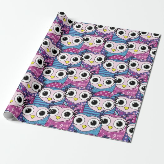 Cute Owl Pattern Cadeaupapier (Uitgerold)