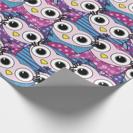 Cute Owl Pattern Cadeaupapier (Hoek)