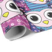 Cute Owl Pattern Cadeaupapier (Rol Hoek)