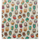 Cute Owl Pattern Douchegordijn (Voorkant)