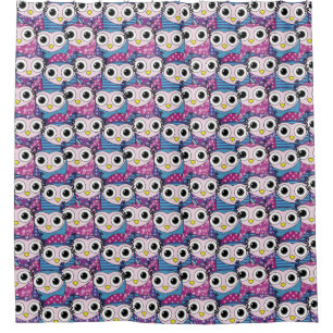 Cute Owl Pattern Douchegordijn