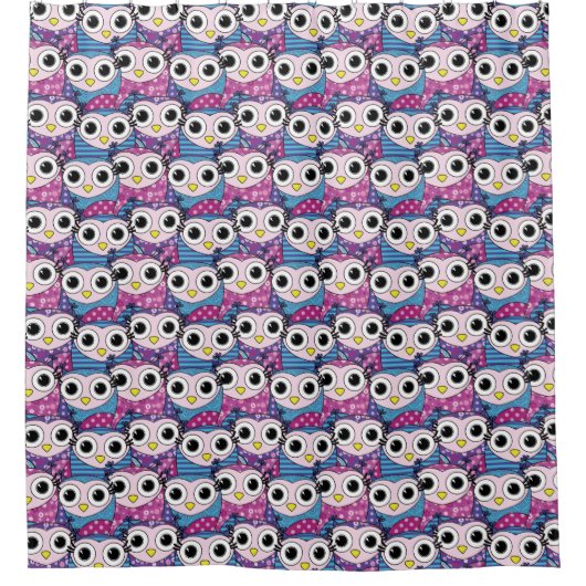 Cute Owl Pattern Douchegordijn (Voorkant)