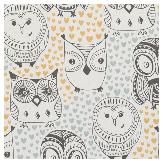 Cute Owl Pattern fabric Stof (Close Up)