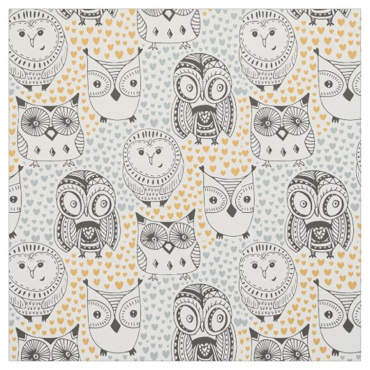 Cute Owl Pattern fabric Stof (Swatch)