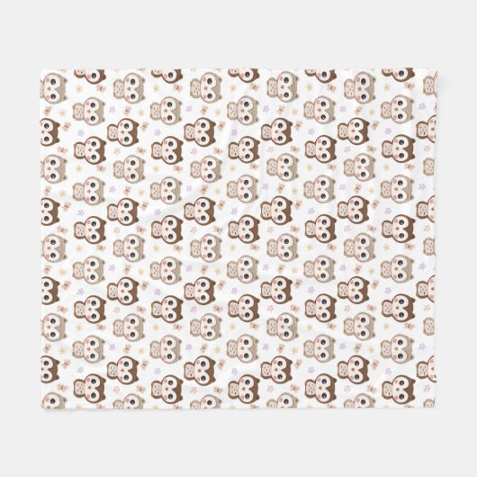 Cute Owl Pattern Fleece Blanket (Voorkant (Horizontaal))