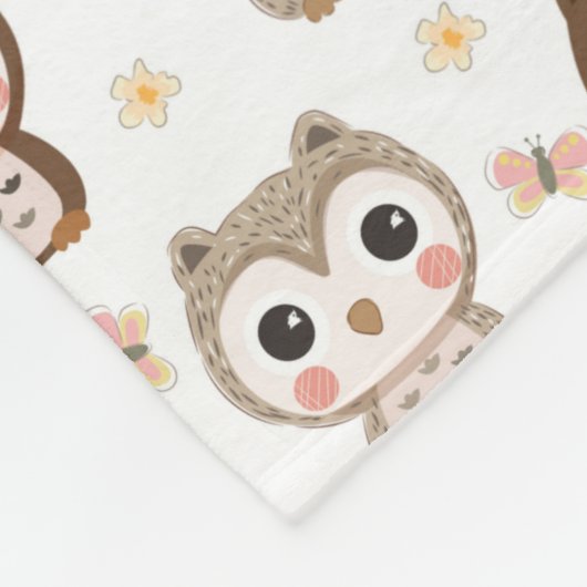 Cute Owl Pattern Fleece Blanket Deken (Hoek)