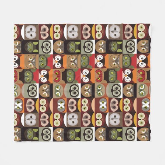 Cute Owl Pattern Fleece Deken (Voorkant (Horizontaal))