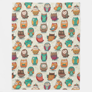 Cute Owl Pattern Fleece Deken