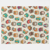 Cute Owl Pattern Fleece Deken (Voorkant (Horizontaal))