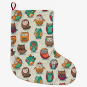 Cute Owl Pattern Grote Kerstsok (Voorkant)