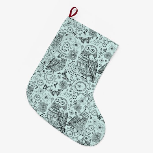 Cute Owl Pattern Grote Kerstsok (Voorkant (Hangend))