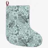 Cute Owl Pattern Grote Kerstsok (Voorkant)