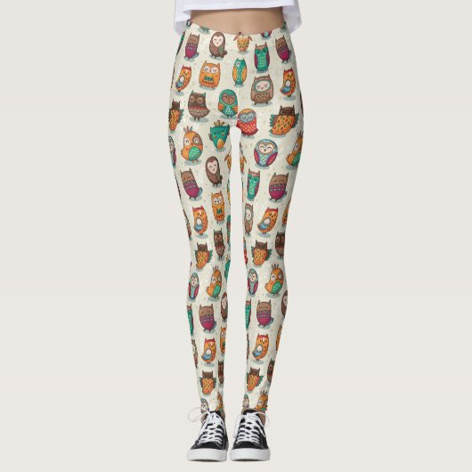 Cute Owl Pattern Leggings (Voorkant)