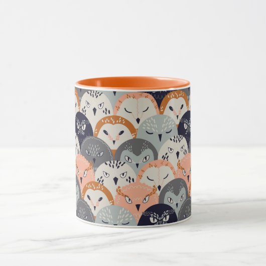 Cute Owl Pattern Mok (Midden)