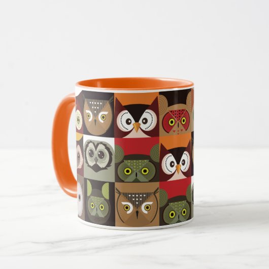 Cute Owl Pattern Mok (Voorkant links)