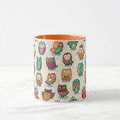 Cute Owl Pattern Mok (Midden)