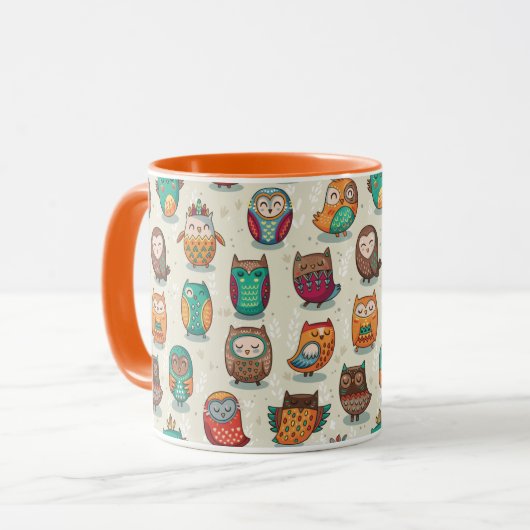 Cute Owl Pattern Mok (Voorkant links)