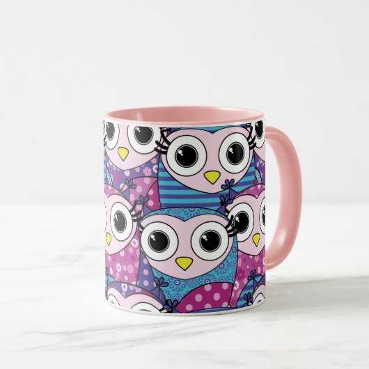 Cute Owl Pattern Mok (Voorkant rechts)