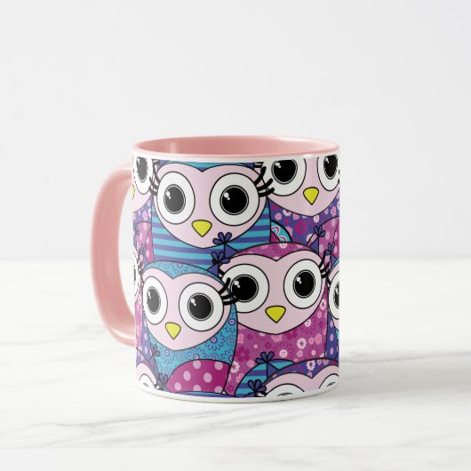 Cute Owl Pattern Mok (Voorkant links)