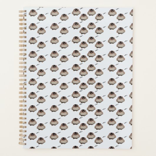 Cute Owl Pattern Pencil Sketch Planner (Voorkant)
