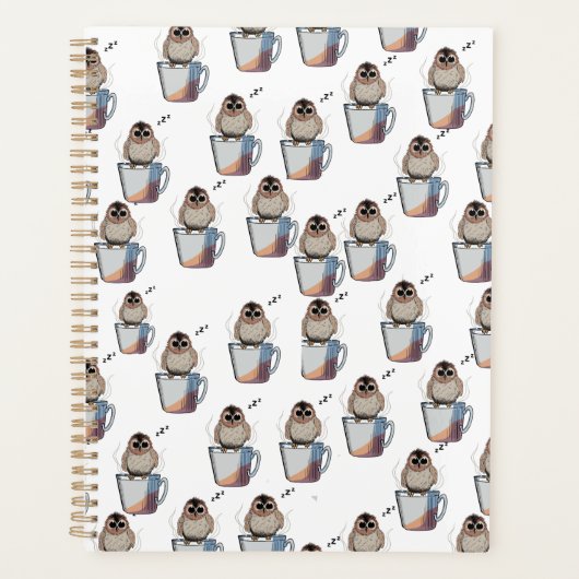 Cute Owl Pattern Pencil Sketch Planner (Voorkant)