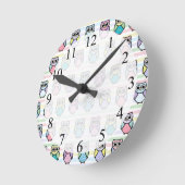 Cute Owl Pattern Ronde Klok (Hoek)