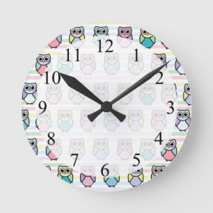 Cute Owl Pattern Ronde Klok