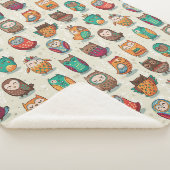Cute Owl Pattern Sherpa Blanket Deken (3/4)