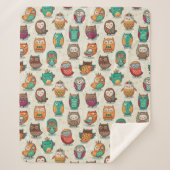 Cute Owl Pattern Sherpa Deken (Voorkant)