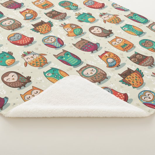 Cute Owl Pattern Sherpa Deken (3/4)