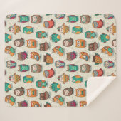 Cute Owl Pattern Sherpa Deken (Voorkant (horizontaal))