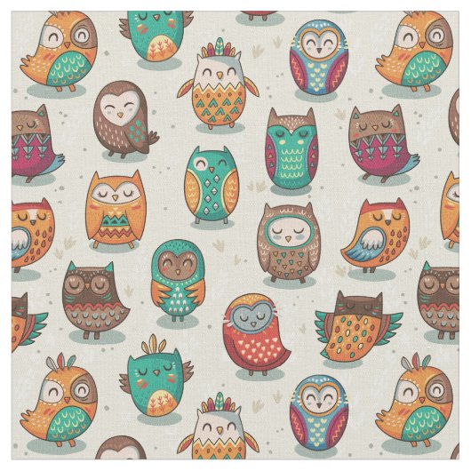 Cute Owl Pattern Stof (Close Up)