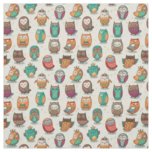 Cute Owl Pattern Stof (Swatch)