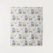Cute Owl Pattern tapestry Wandkleed (Voorkant)