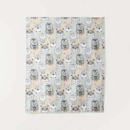 Cute Owl Pattern tapestry Wandkleed