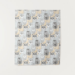 Cute Owl Pattern tapestry Wandkleed