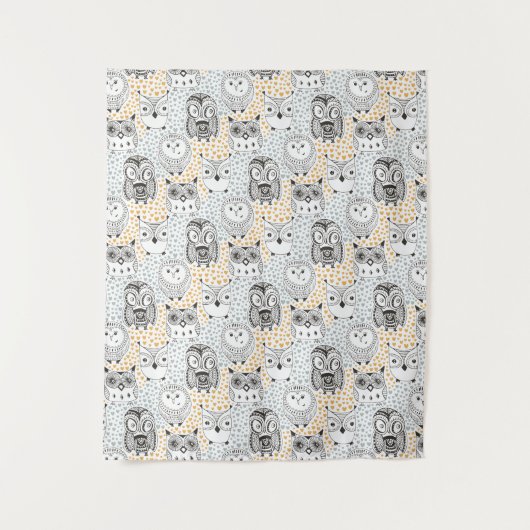 Cute Owl Pattern tapestry Wandkleed (Voorkant)