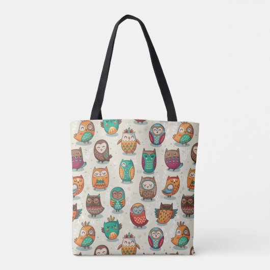 Cute Owl Pattern Tote Bag (Achterkant)