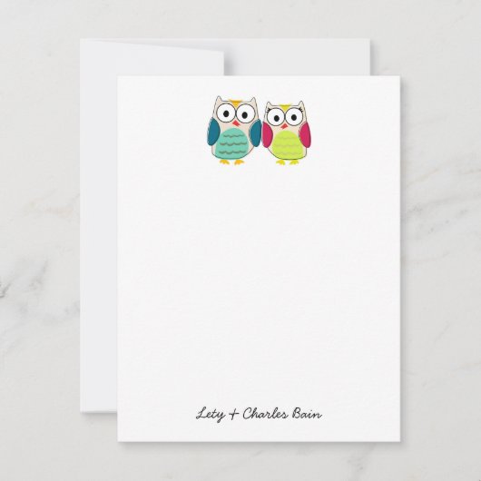 Cute Owl Personal Stationery Notitiekaartje (Voorkant)