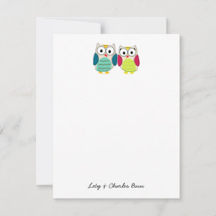 Cute Owl Personal Stationery Notitiekaartje