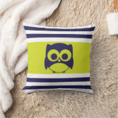 Cute Owl Pillow | Navy Blue Lime Green Kussen (Deken)
