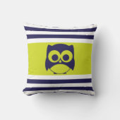 Cute Owl Pillow | Navy Blue Lime Green Kussen (Voorkant)