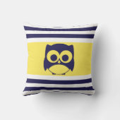 Cute Owl Pillow | Navy Blue Yellow Kussen (Achterkant)