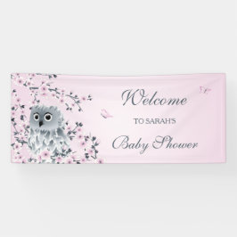 Cute Owl Pink Cherry Blossom Custom Baby shower Spandoek