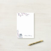 Cute Owl Pink Grey Monogram Post-it® Notes (Op bureau)