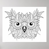 Cute Owl Portrait Doodle 2 Poster (Voorkant)
