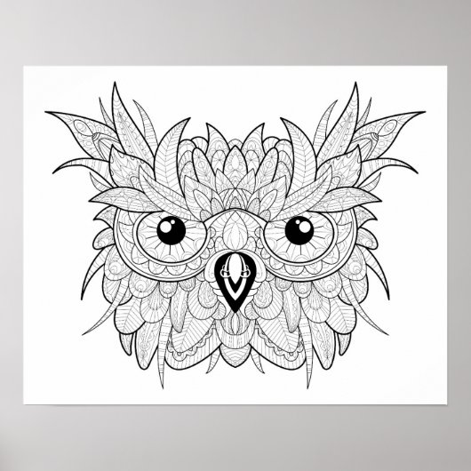 Cute Owl Portrait Doodle 2 Poster (Voorkant)